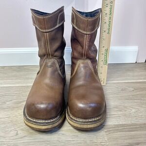 KEEN Utility Mens Brown Leather Carbon Toe Pull On Work Boots 9D Construction